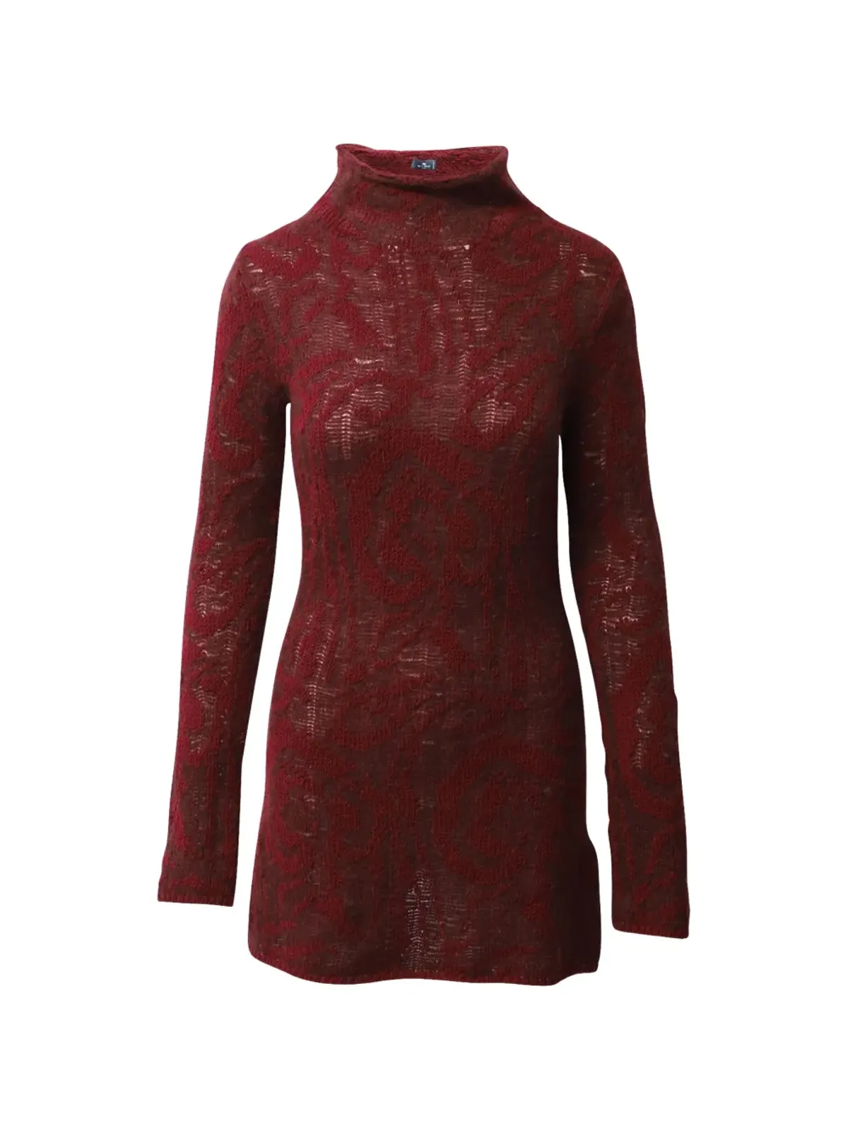 Etro Vintage ペイズリージャカード ロールネック ミニドレス - レッド - 画像1