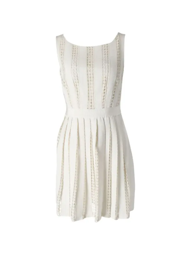 Moschino Pre-Owned Moschino Pre-Owned broderie-anglaise pleated dress - Whiteの商品画像