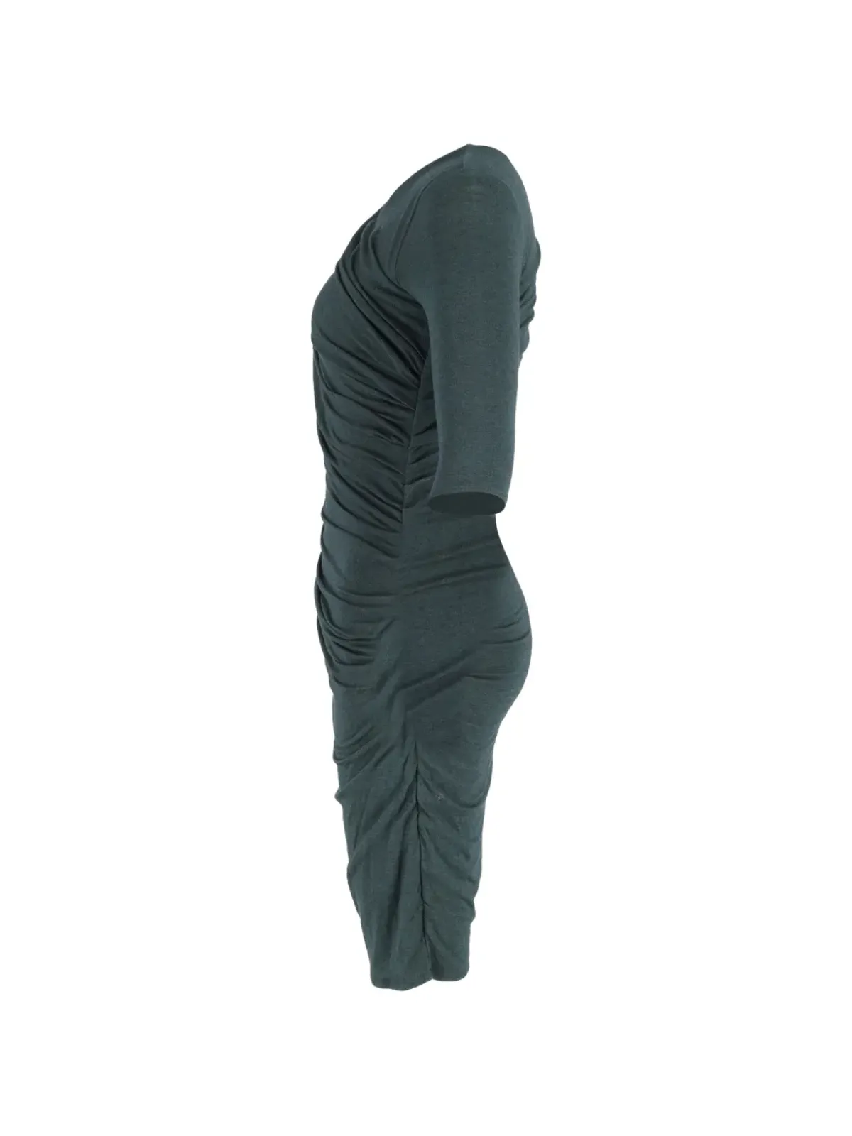 Helmut Lang Pre-Owned ギャザー入りボディコンワンピース - グリーン - 画像3