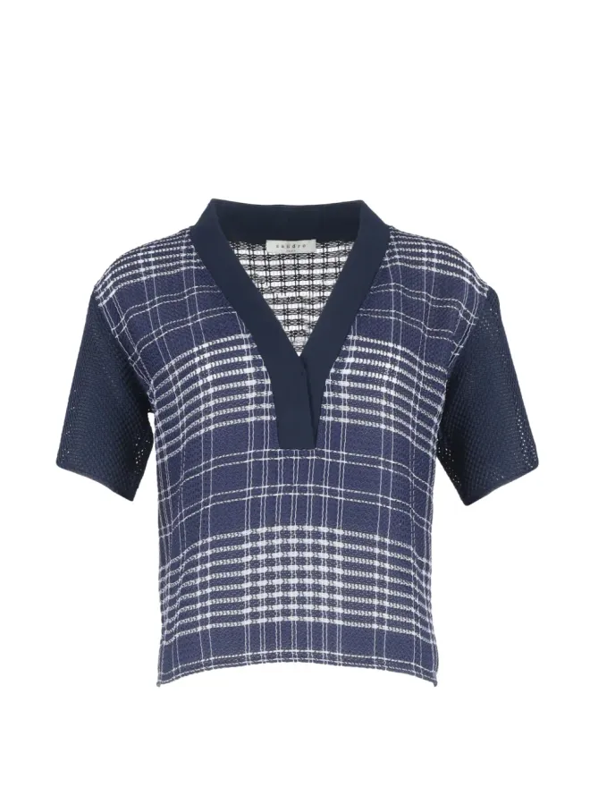 SANDRO SANDRO Vネック チェックトップの商品画像