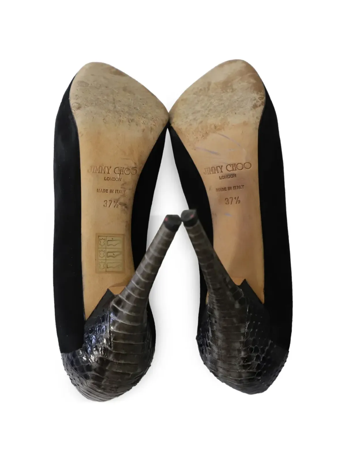 Jimmy Choo ビンテージ 蛇柄ヒールパンプス - ブラック - 画像5