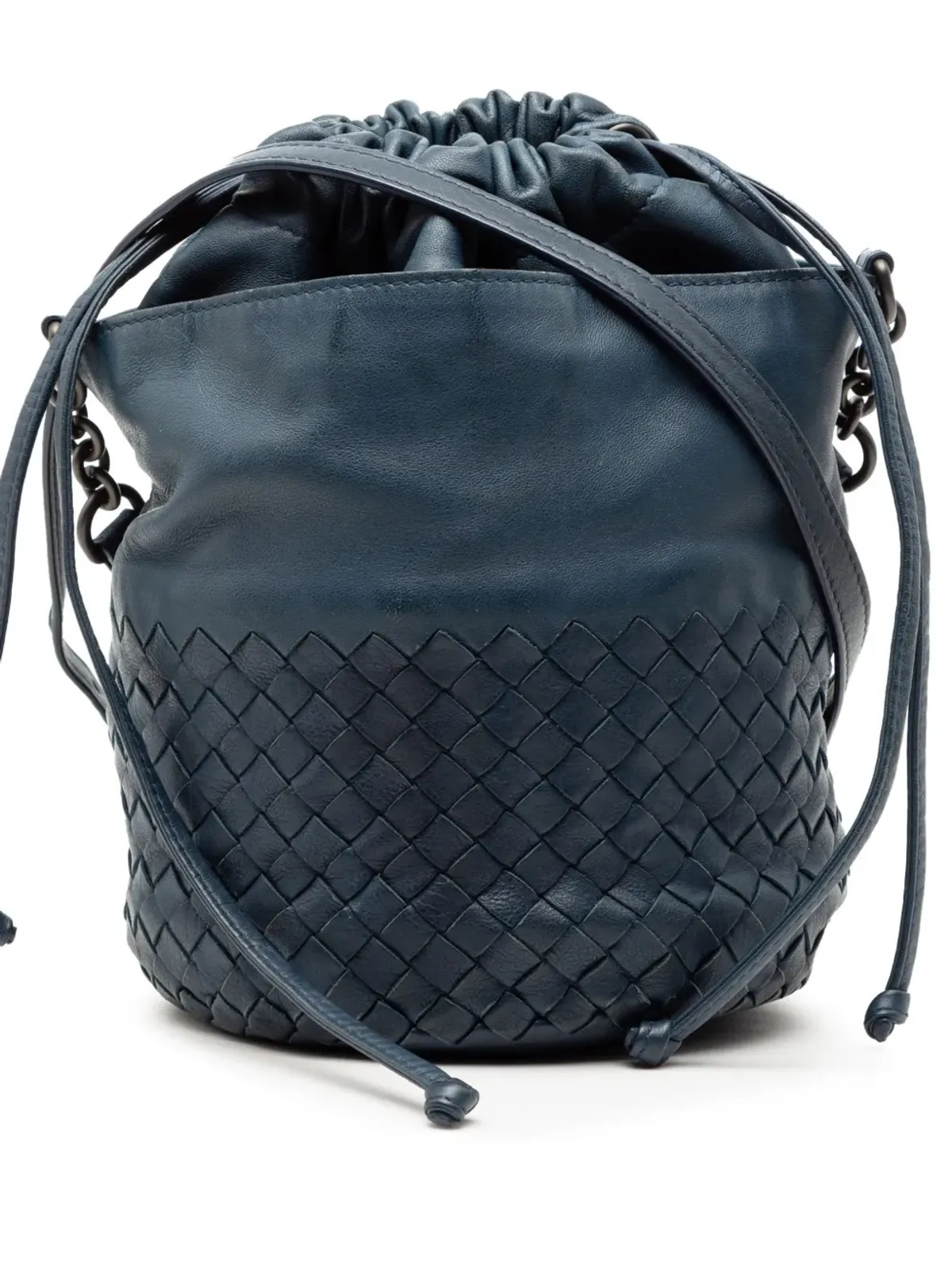 Bottega Veneta ビンテージ ナッパレザー イントレチャート バケットバッグ - ブルー - 画像1