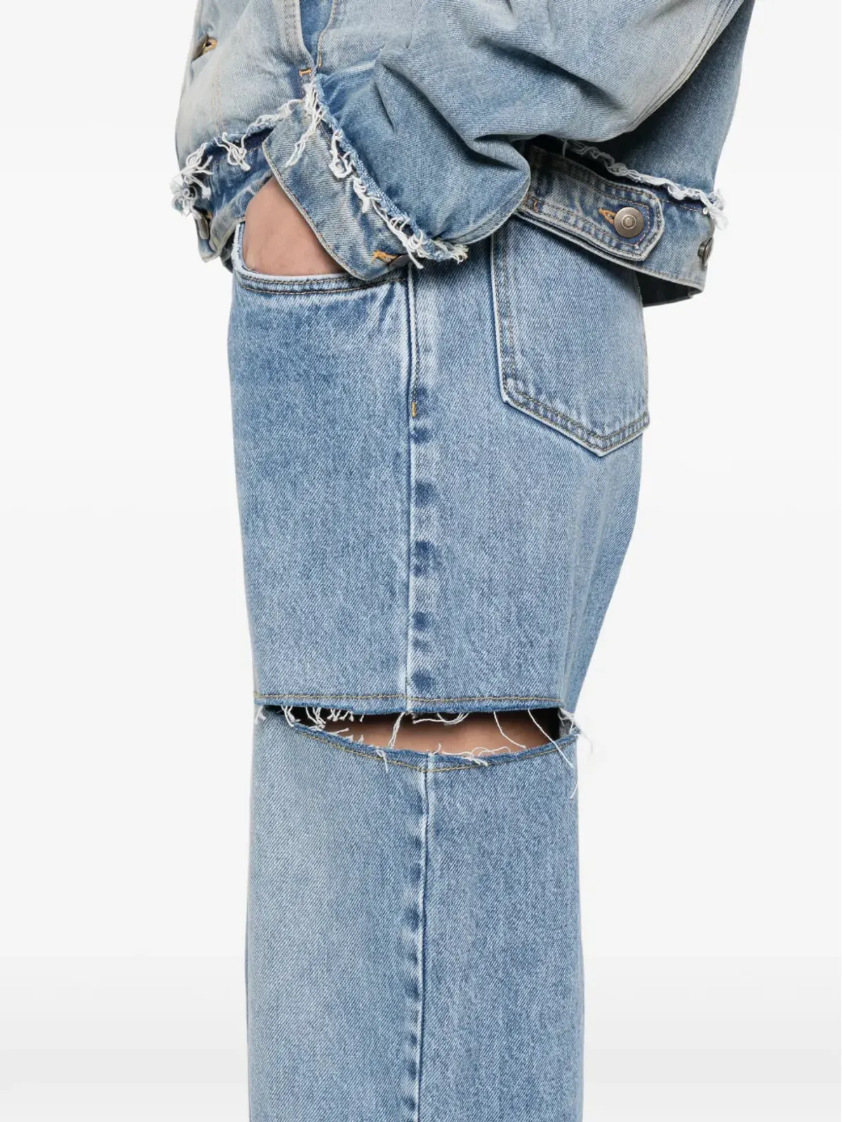 MM6 Maison Margiela カットアウトデニムジーンズ - 画像5