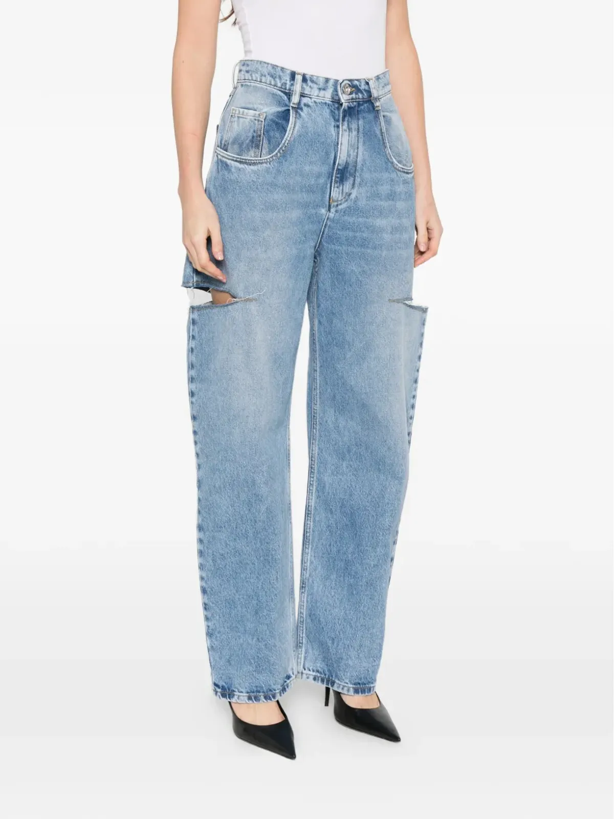 MM6 Maison Margiela カットアウトデニムジーンズ - 画像3