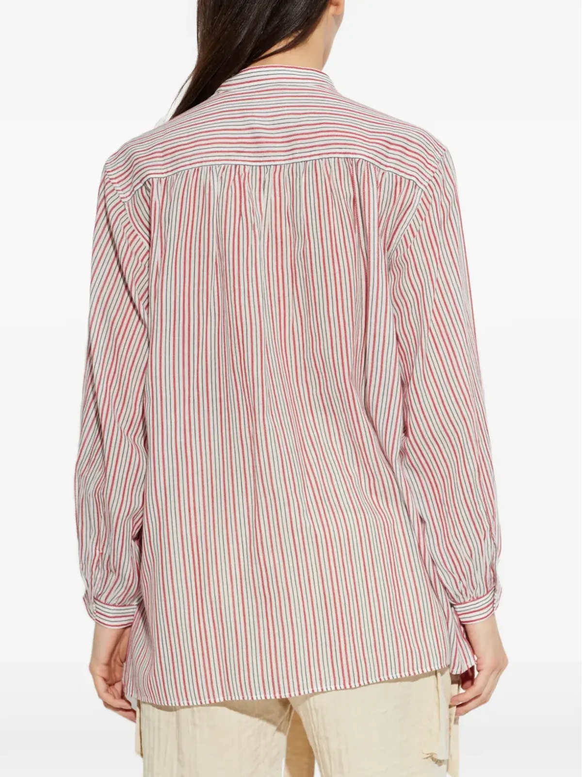 MARANT ÉTOILE サオチャ ストライプ ボタンシャツ - レッド - 画像4