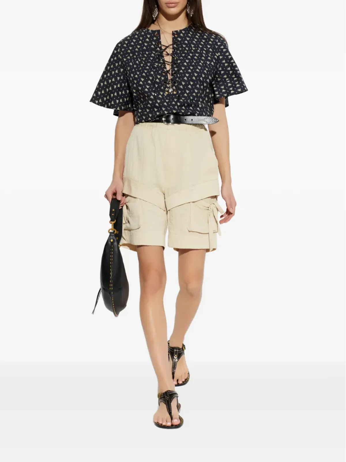 MARANT ÉTOILE Dianga レースアッププリントトップ - 画像2