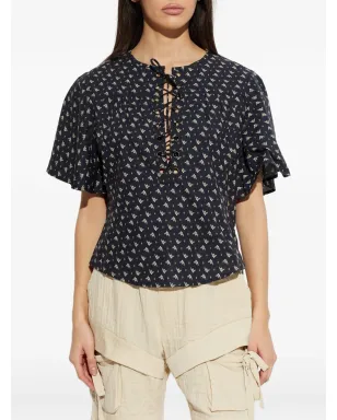 MARANT ÉTOILE Dianga レースアッププリントトップ - サムネイル3