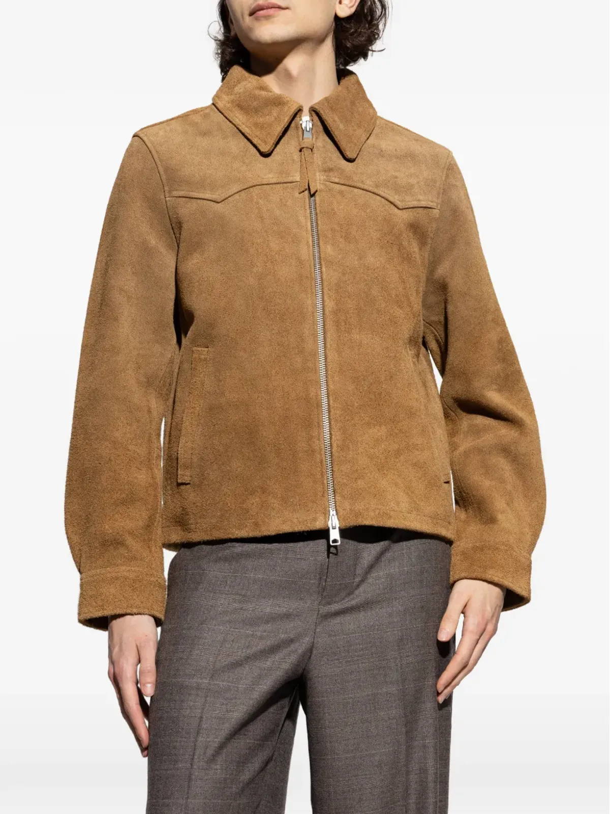 AllSaints デルコット ジップド スエード ジャケット - 画像3