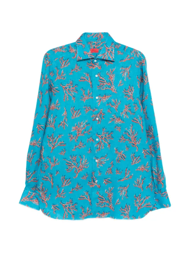 Isaia Isaia 柄シャツ ブルーの商品画像
