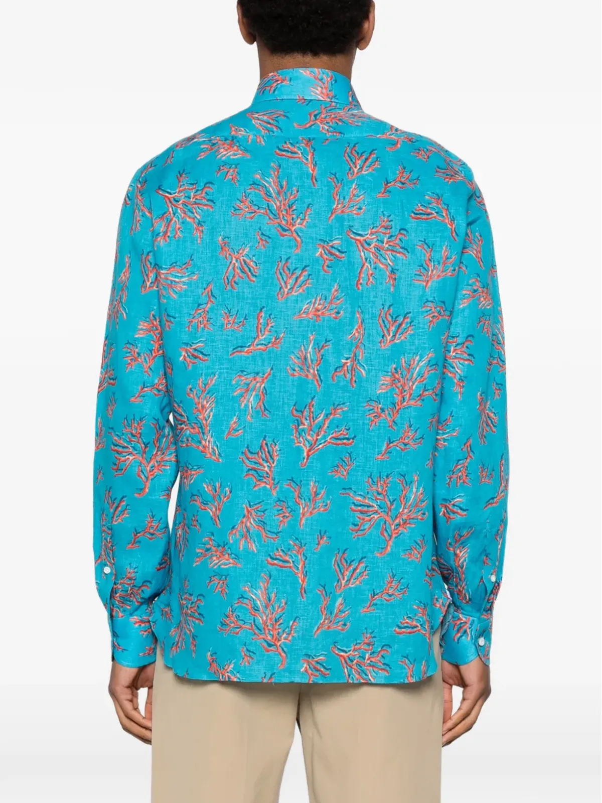 Isaia 柄シャツ ブルー - 画像4