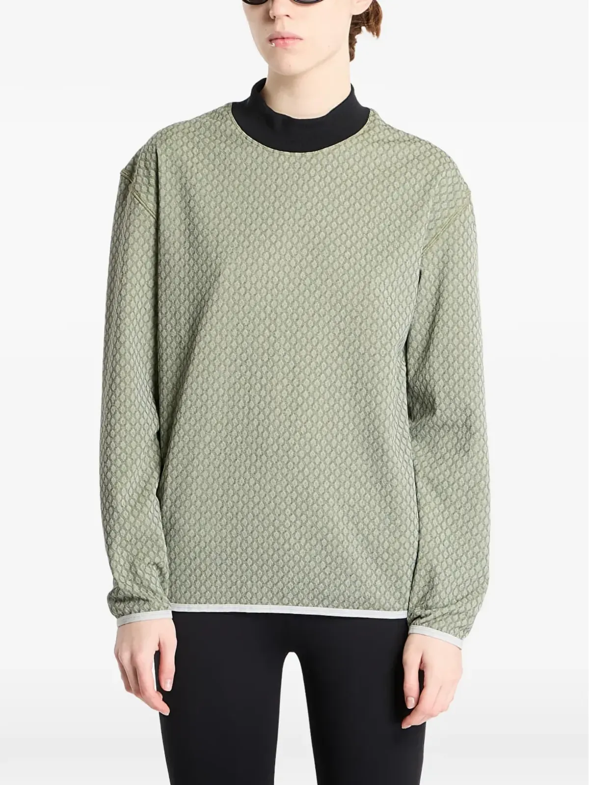 Ciele モックネック柄ニットセーター - Green - 画像4