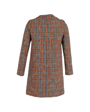 Marni Pre-Owned チェック柄ノーカラーコート - グレー - サムネイル2
