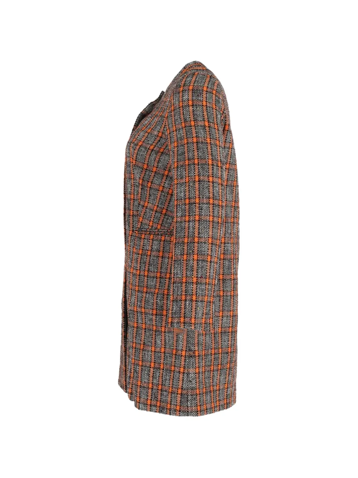 Marni Pre-Owned チェック柄ノーカラーコート - グレー - 画像3