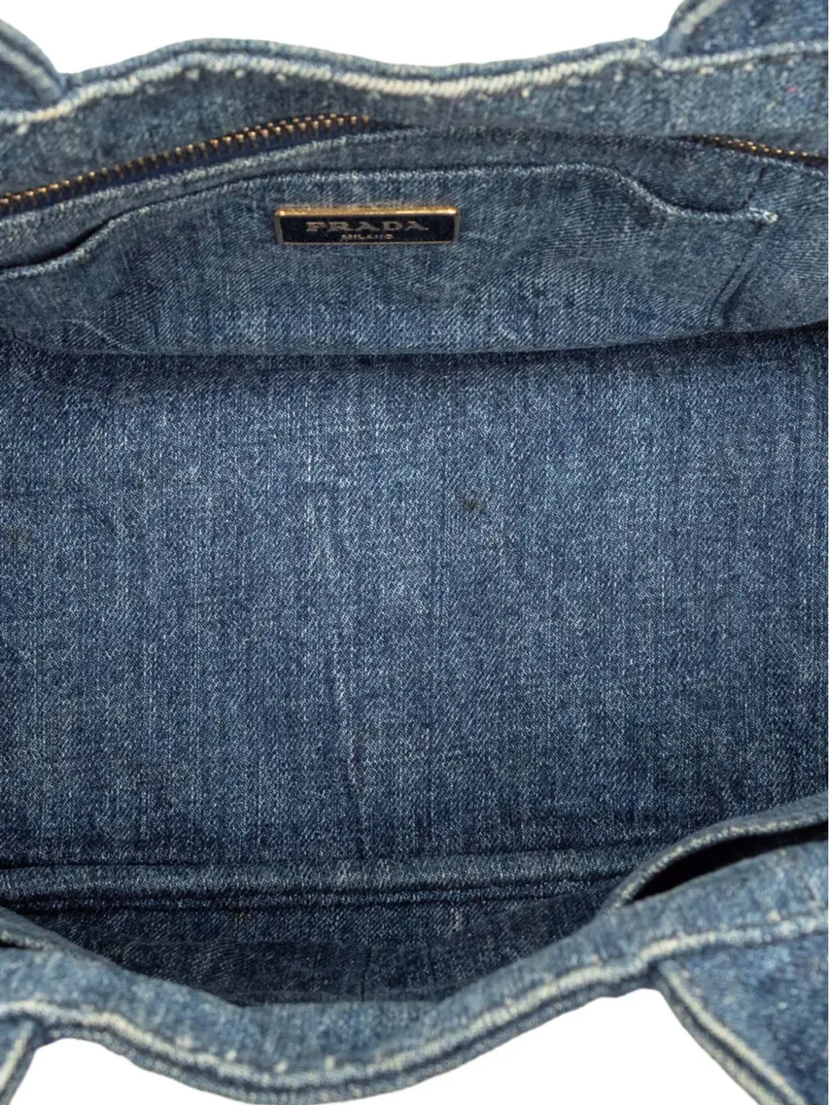 Prada Pre-Owned デニム カンパ ロゴ サッチェル - 画像5