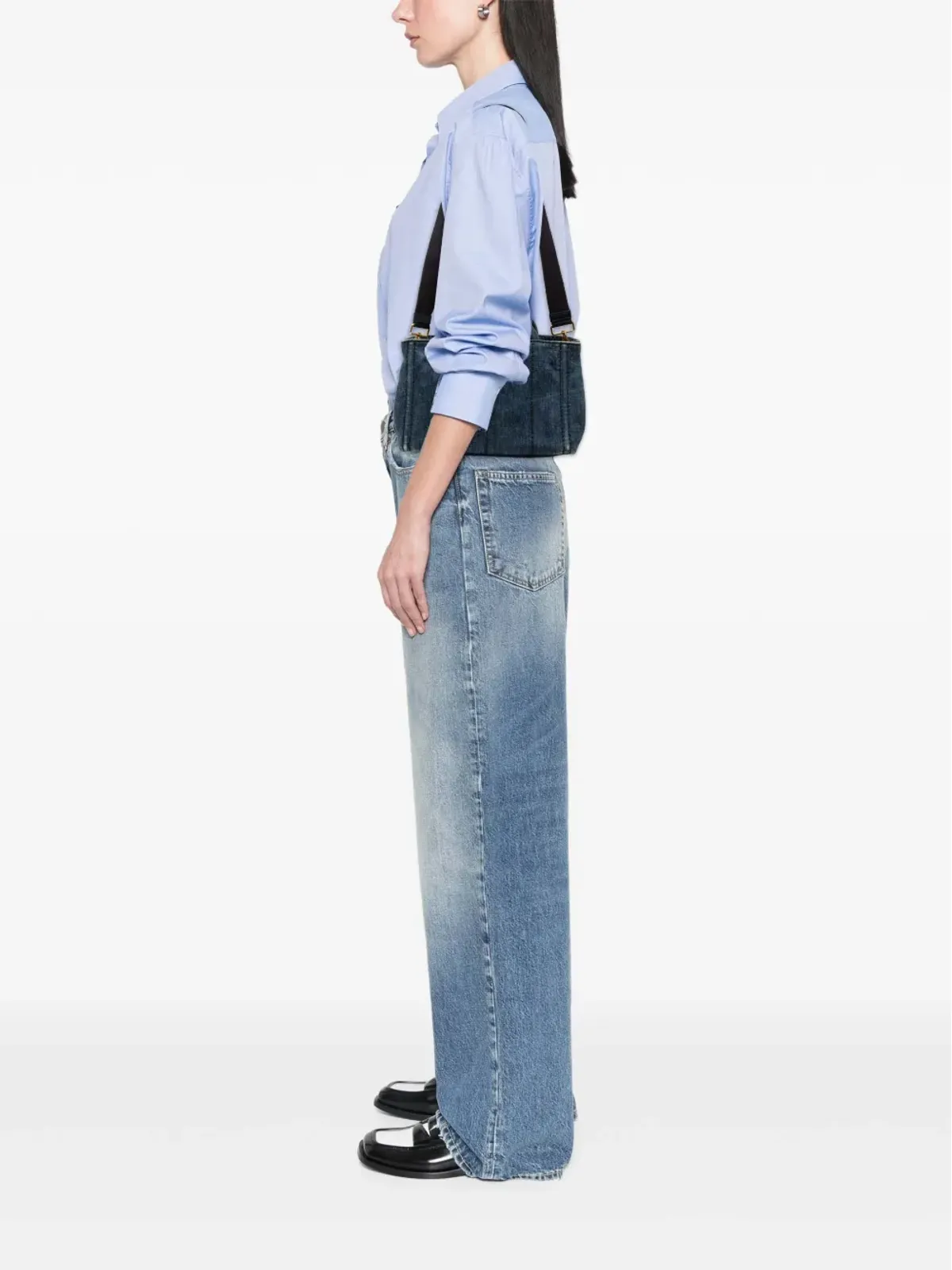 Prada Pre-Owned デニム カンパ ロゴ サッチェル - 画像2
