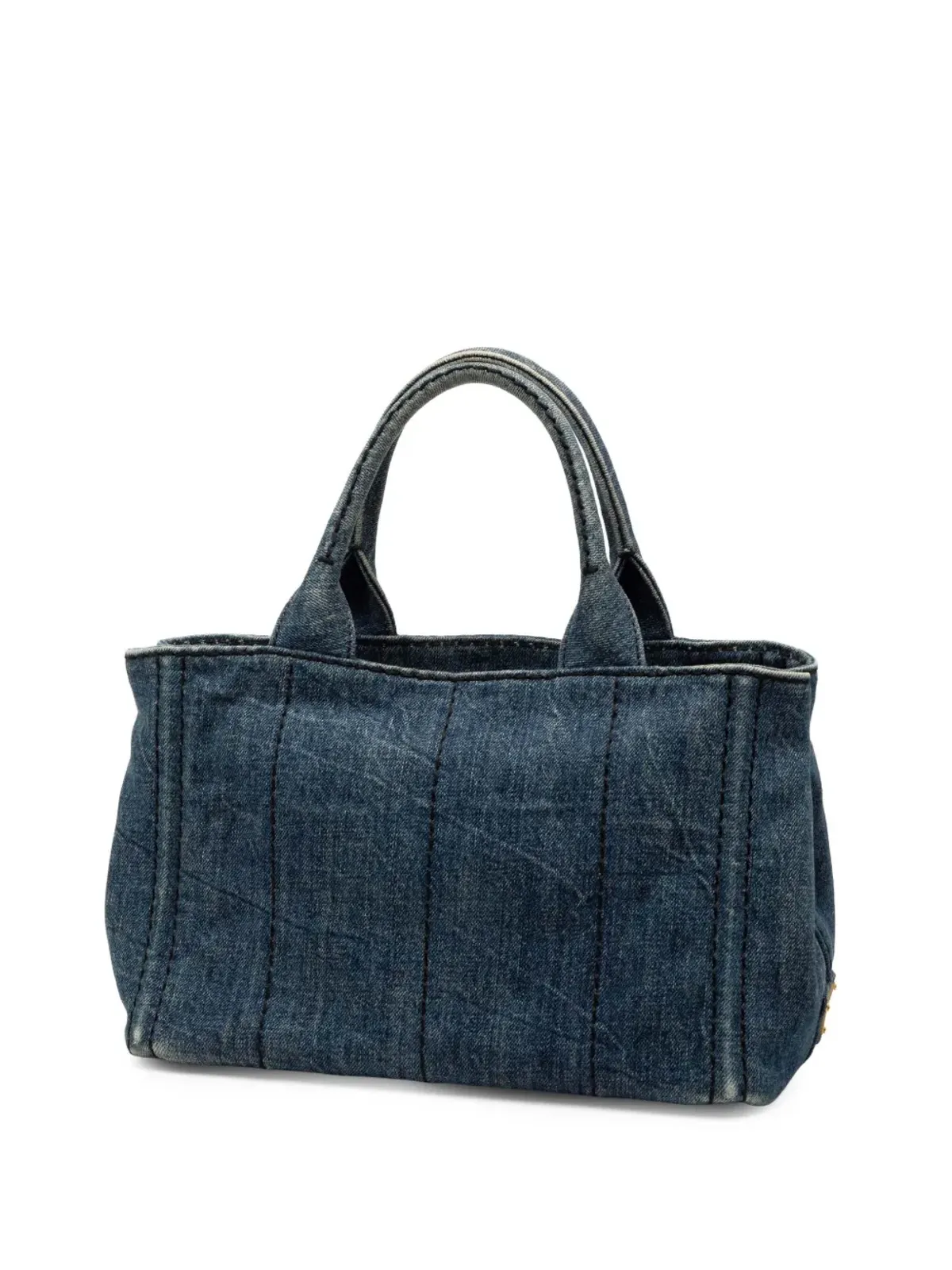 Prada Pre-Owned デニム カンパ ロゴ サッチェル - 画像3