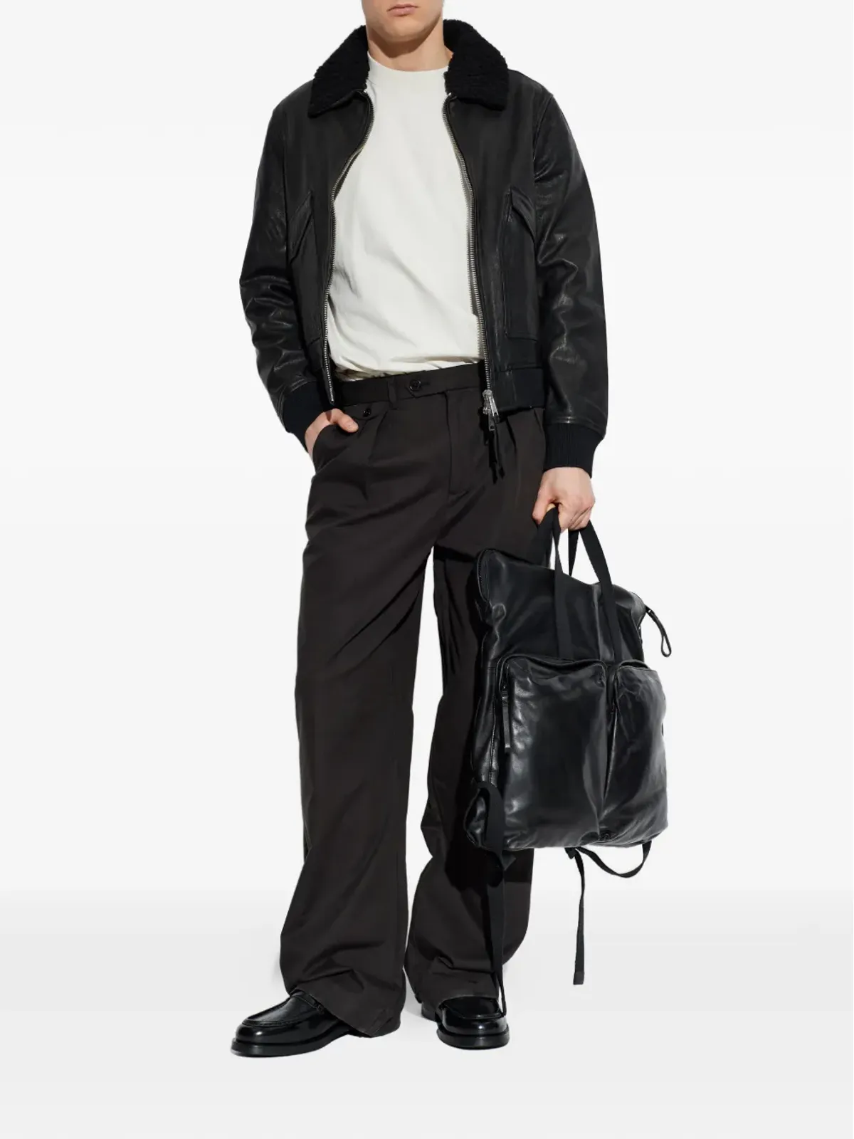 AllSaints Vaucluse レザーアビエータージャケット - 画像2