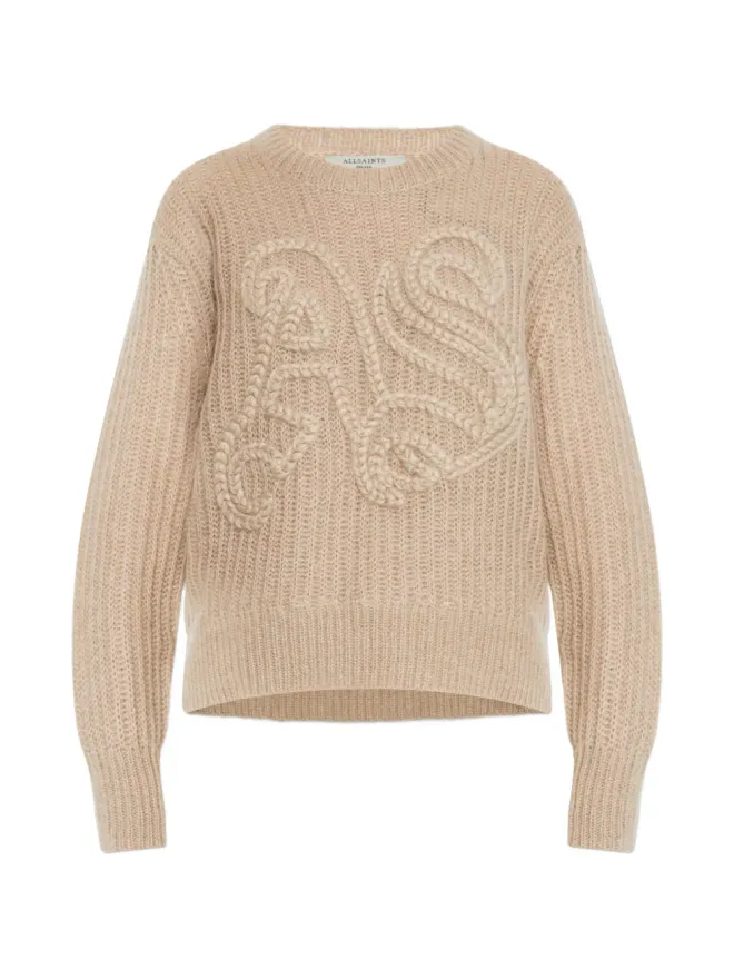 ALLSAINTS AllSaints ベージュのケーブルニット長袖セーターの商品画像