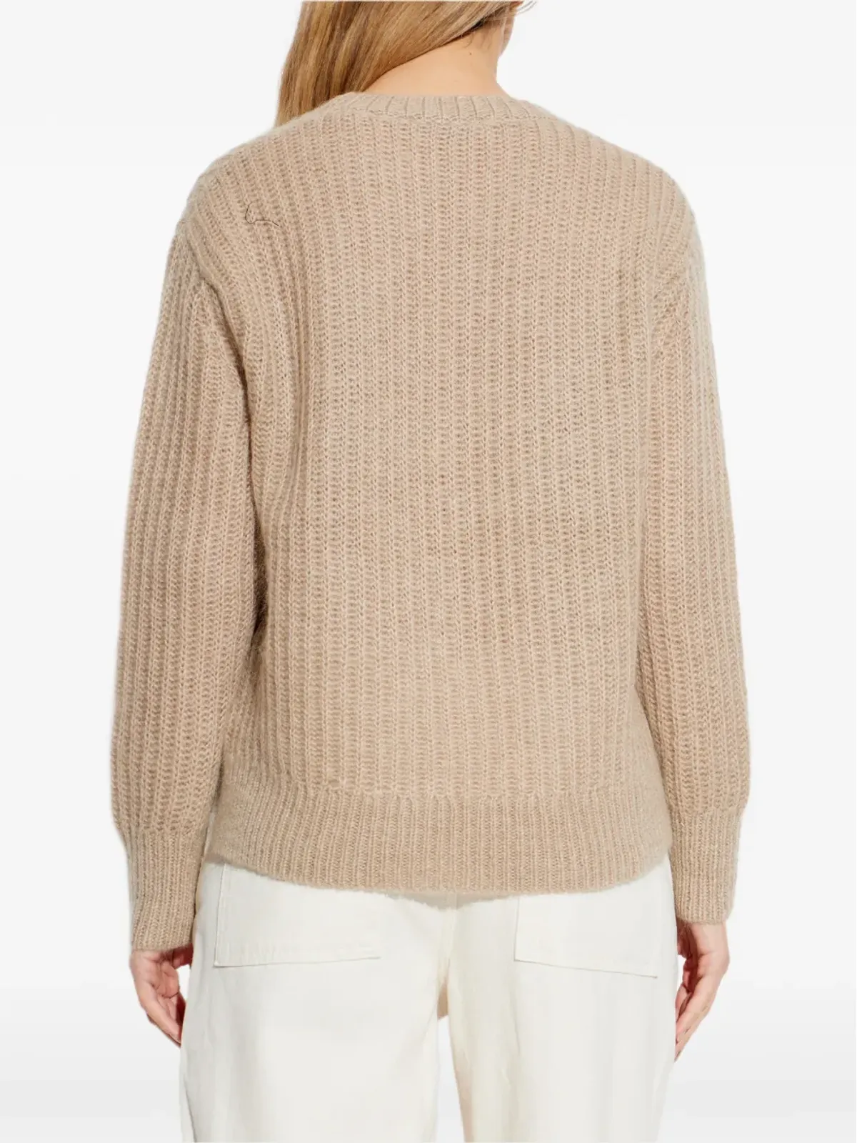 AllSaints ベージュのケーブルニット長袖セーター - 画像4