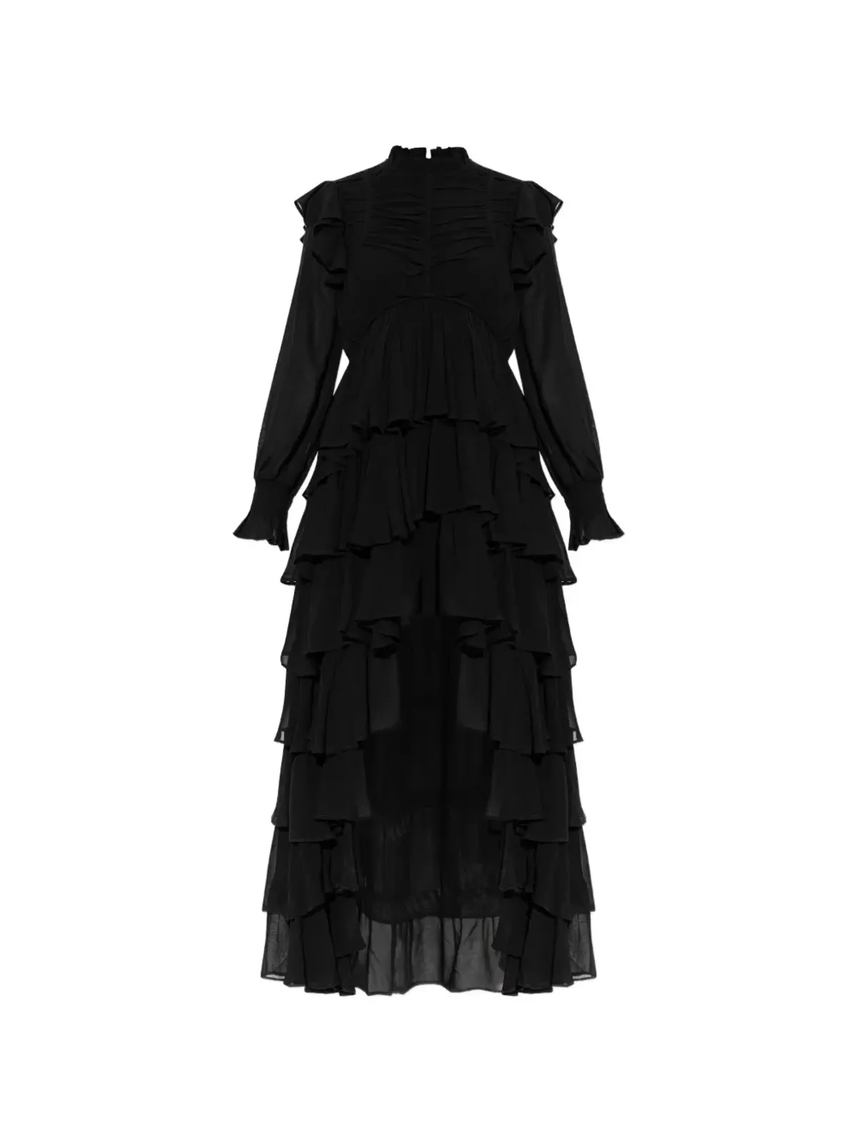 AllSaints レイラ ラッフル長袖ミディドレス - 画像1