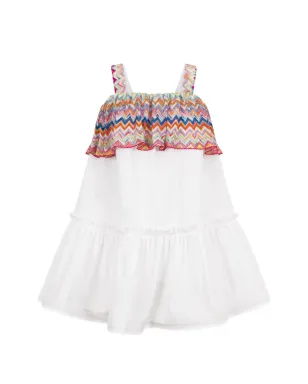 Missoni Kids ジグザグトリム ティアードドレス - ホワイト - サムネイル1