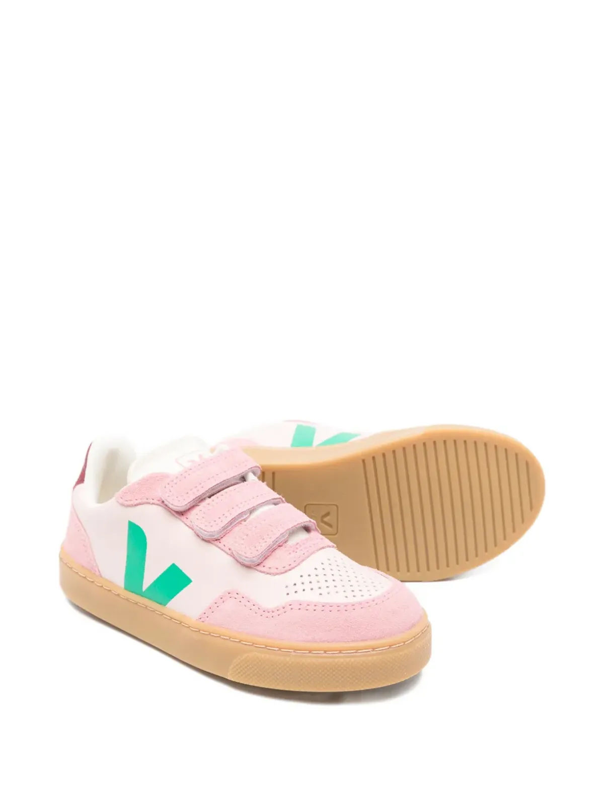 VEJA Kids V-10 touch-strap leather sneakers - Pink - 画像2