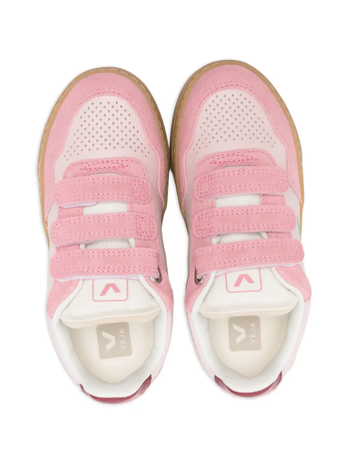 VEJA Kids V-10 touch-strap leather sneakers - Pink - 画像3