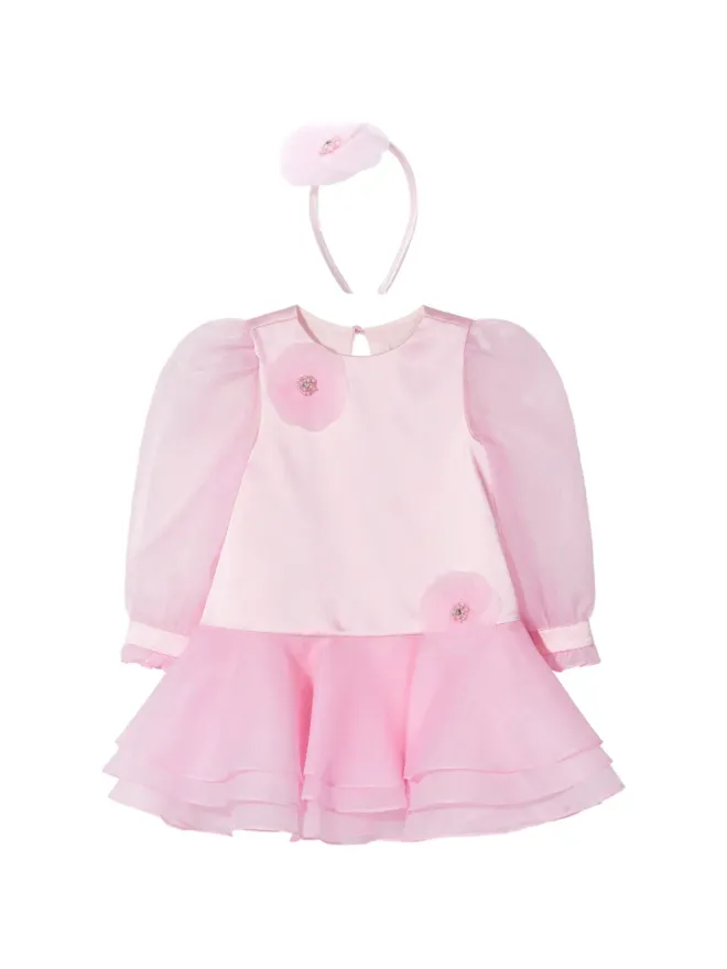 Dress & Fleur Dress & Fleur 花柄アップリケの層状ドレスセット - ピンクの商品画像