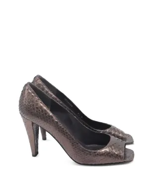 Stuart Weitzman スネークエフェクト・ペップトゥ・パンプス - ブラウン - サムネイル5