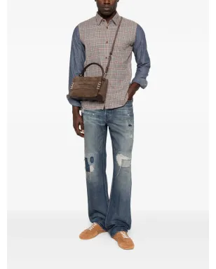 Comme des Garçons Homme デニム袖チェックシャツ - グレー - サムネイル2