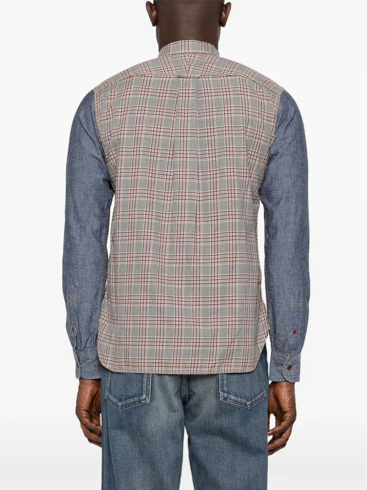 Comme des Garçons Homme デニム袖チェックシャツ - グレー - 画像4