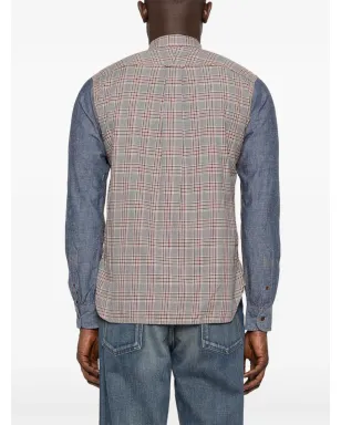 Comme des Garçons Homme デニム袖チェックシャツ - グレー - サムネイル4