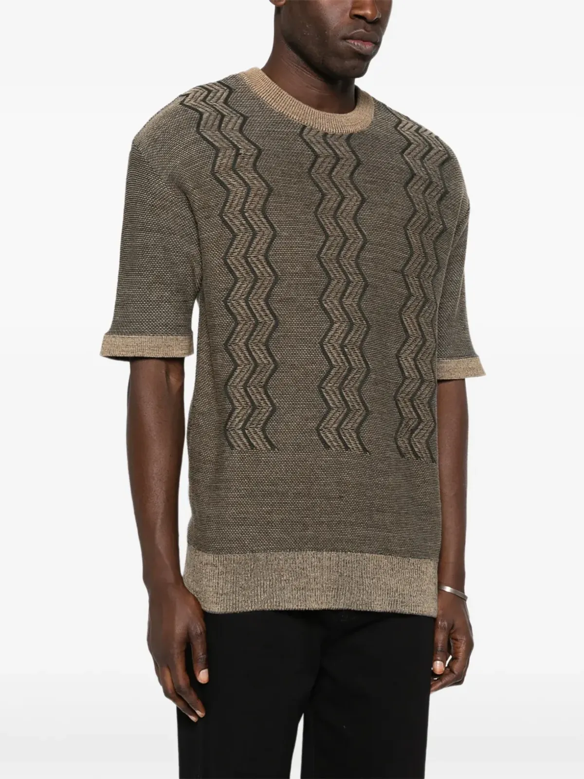 Issey Miyake Pre-Owned ジグザグコットンニット - 画像3
