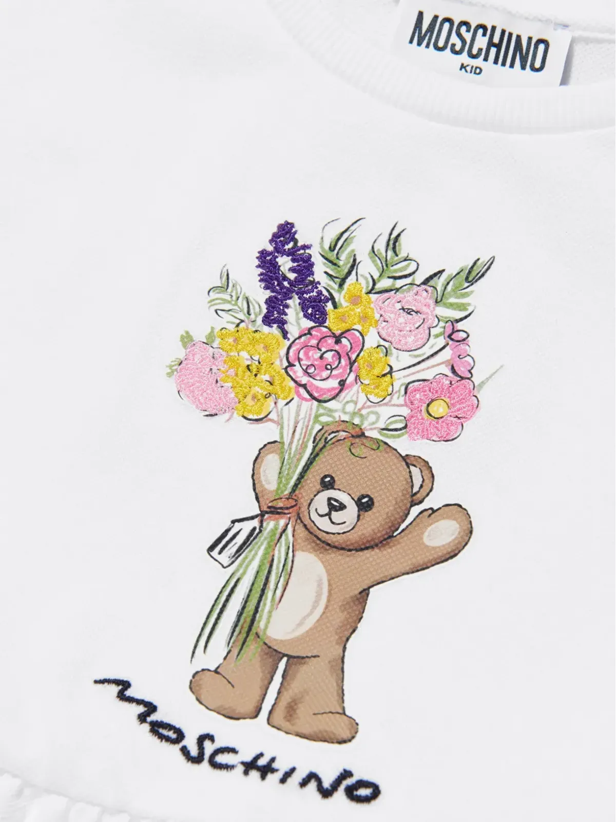 Moschino Kids 花柄刺繍ドレス - 画像4