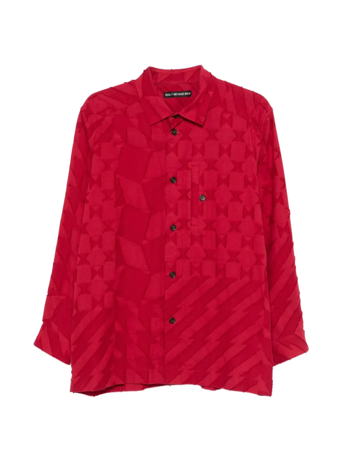 Issey Miyake Pre-Owned 幾何学柄カットジャカードシャツ - 赤 - 画像1