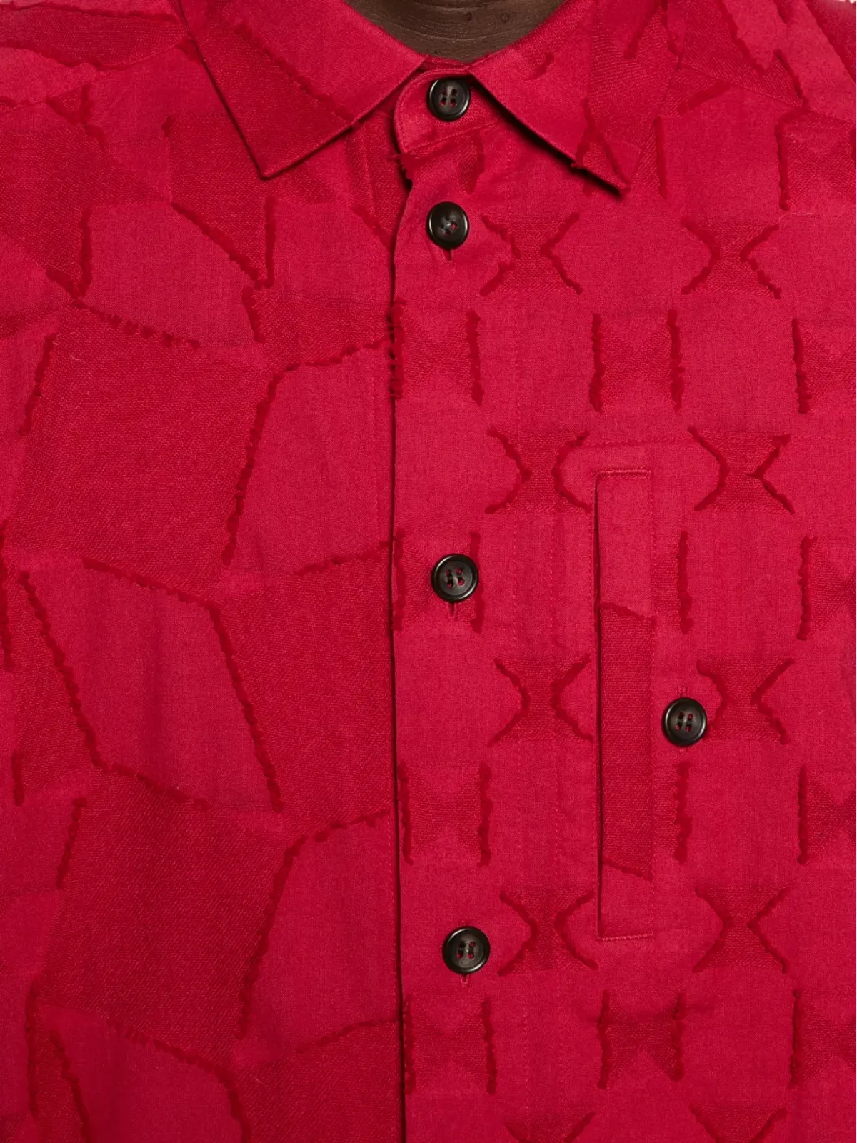 Issey Miyake Pre-Owned 幾何学柄カットジャカードシャツ - 赤 - 画像5