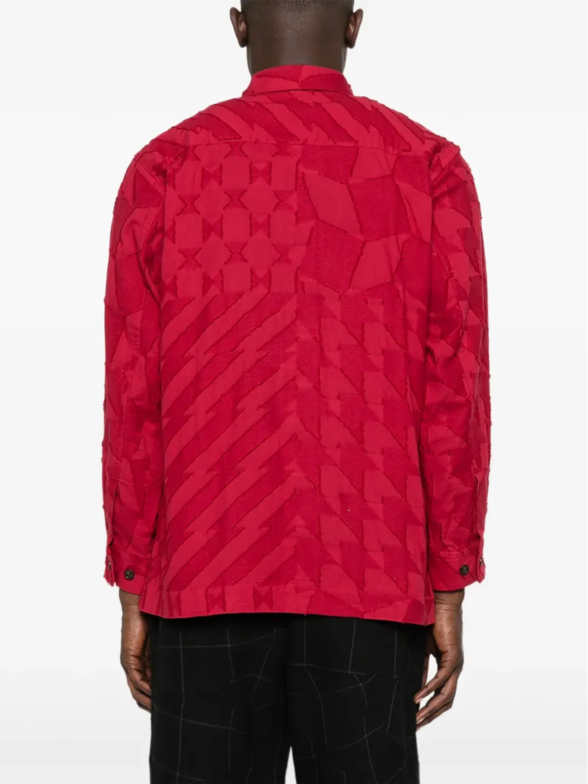 Issey Miyake Pre-Owned 幾何学柄カットジャカードシャツ - 赤 - 画像4