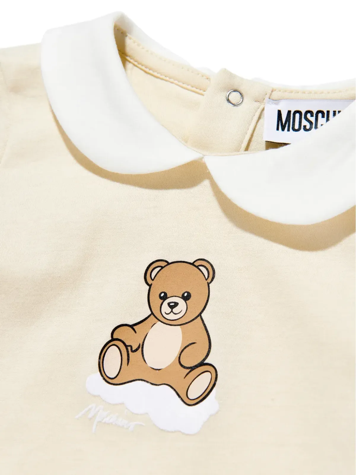 Moschino Kids テディプリント襟付きロンパース ベージュ - 画像3