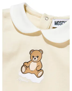 Moschino Kids テディプリント襟付きロンパース ベージュ - サムネイル3
