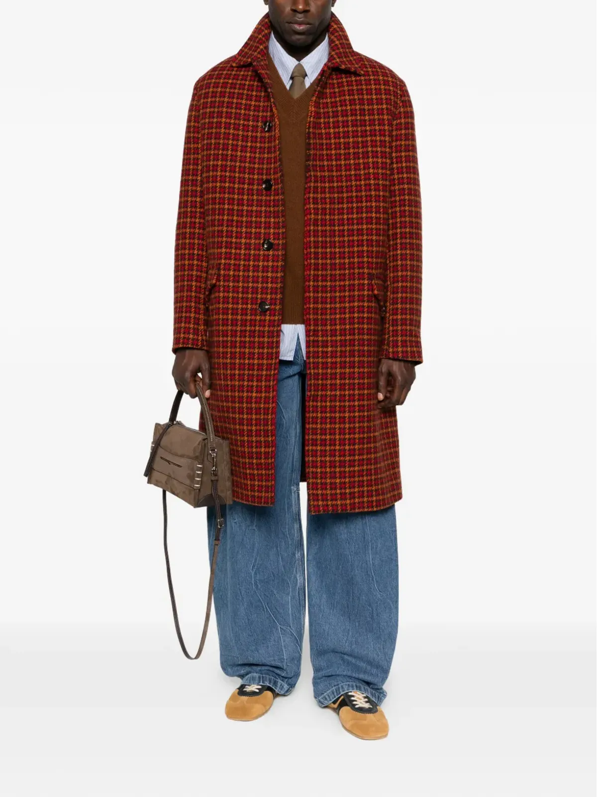 Marni ハウンドトゥース ウール コート - レッド - 画像2