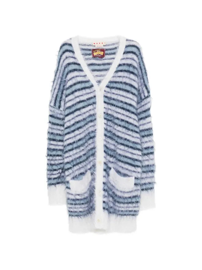 Marni Pre-Owned Marni Pre-Owned striped mohair cardigan - Whiteの商品画像