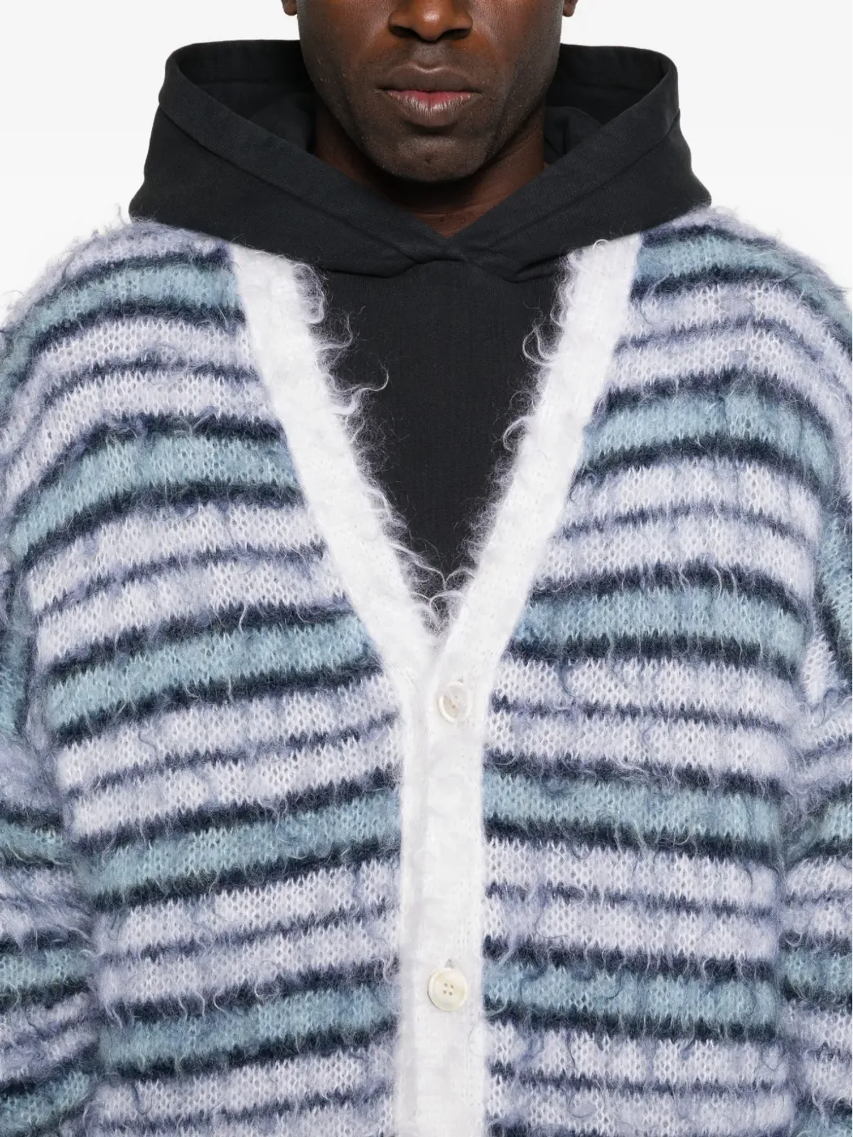 Marni Pre-Owned striped mohair cardigan - White - 画像5