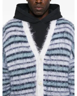 Marni Pre-Owned striped mohair cardigan - White - サムネイル5