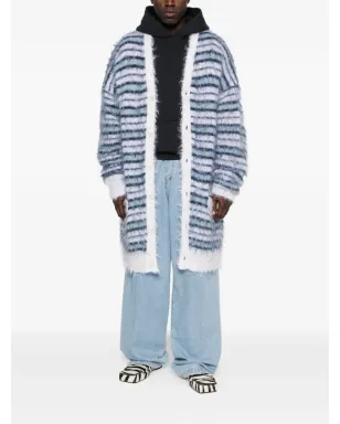 Marni Pre-Owned striped mohair cardigan - White - サムネイル2