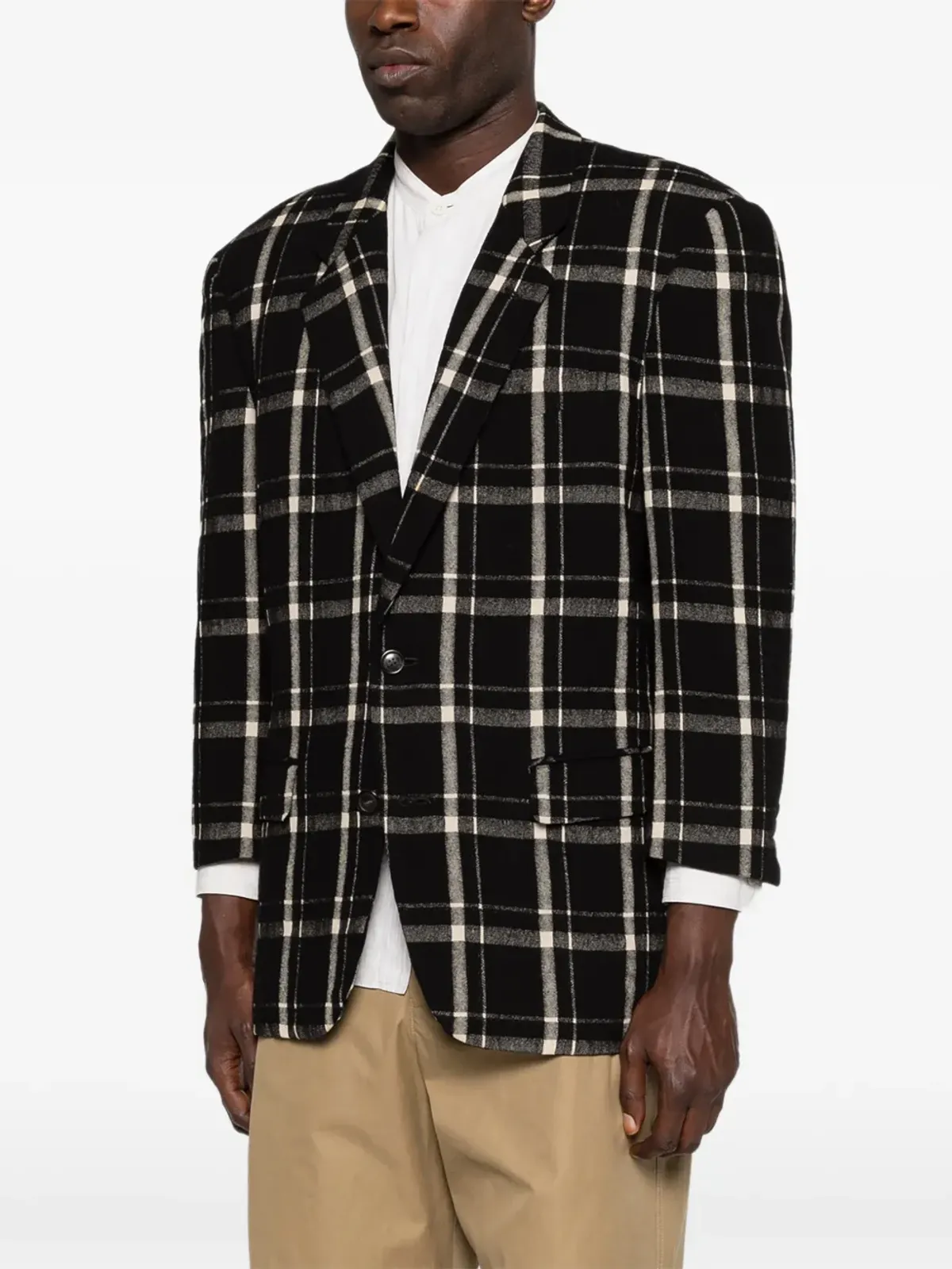 Issey Miyake Pre-Owned テーラードチェック柄ブレザー - 画像3