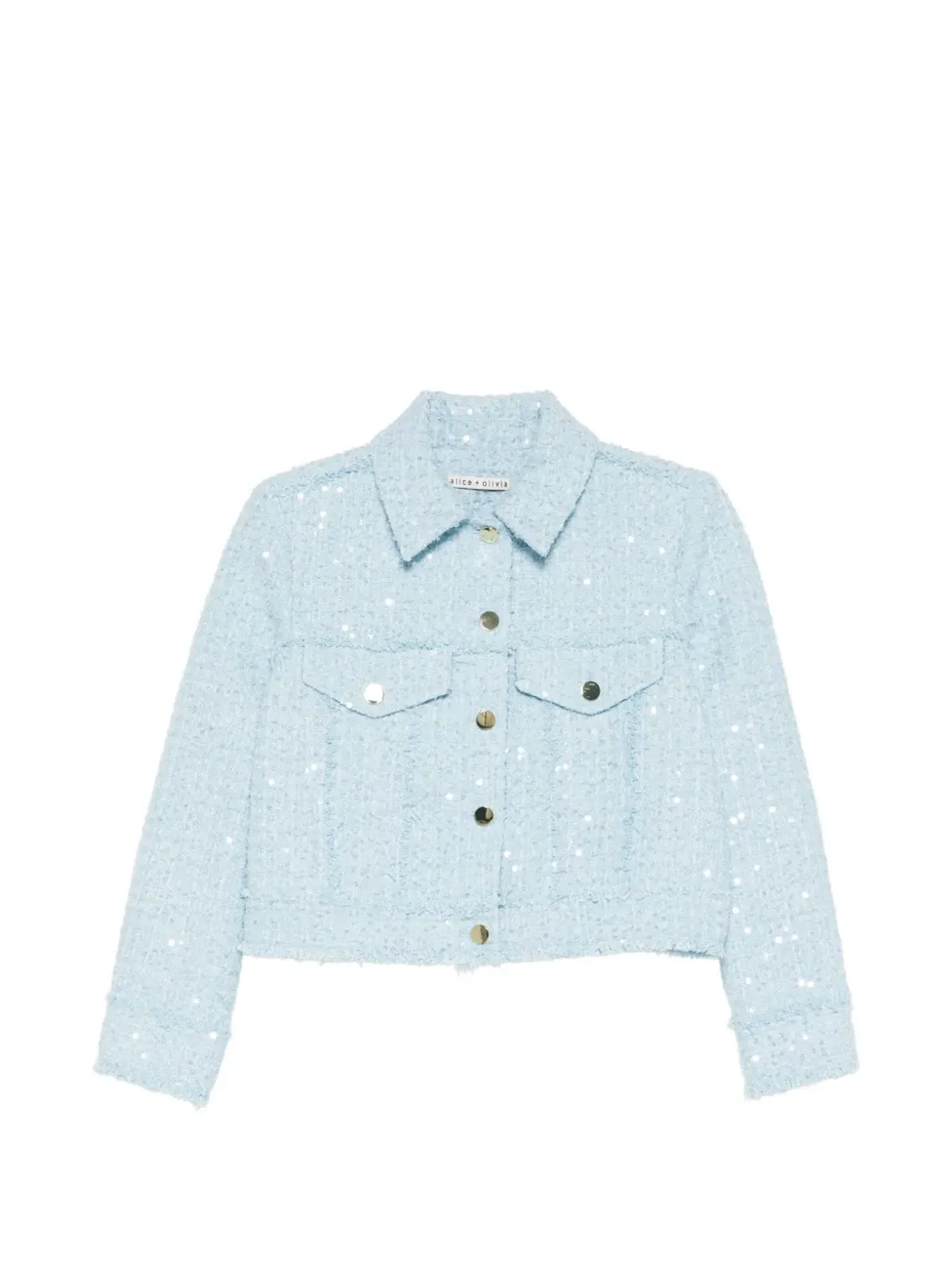 alice + olivia クロエ スパンコール付きクロップドツイードジャケット - 画像1