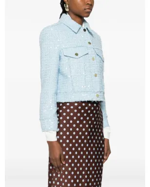 alice + olivia クロエ スパンコール付きクロップドツイードジャケット - サムネイル3