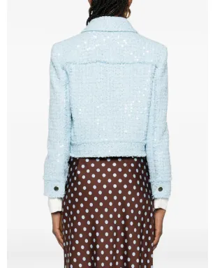 alice + olivia クロエ スパンコール付きクロップドツイードジャケット - サムネイル4