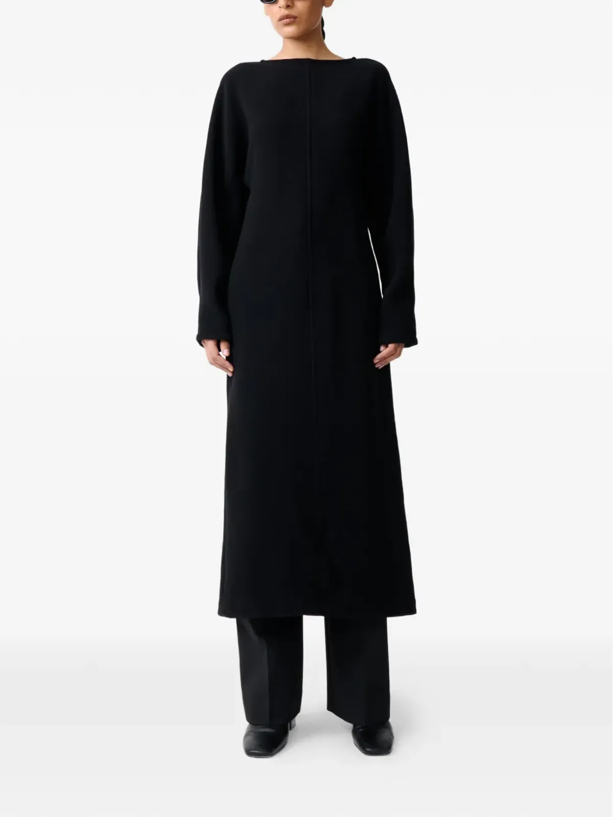 Studio Nicholson Cali ロングスリーブ バックスプリット ミディドレス - ブラック - 画像2