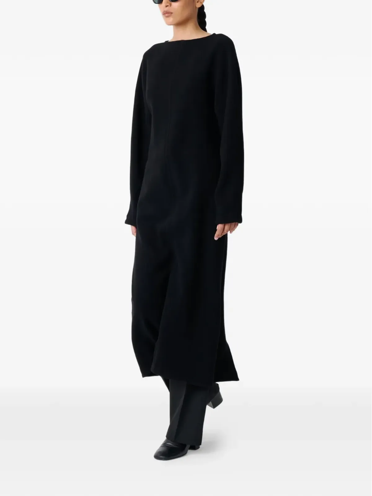 Studio Nicholson Cali ロングスリーブ バックスプリット ミディドレス - ブラック - 画像3